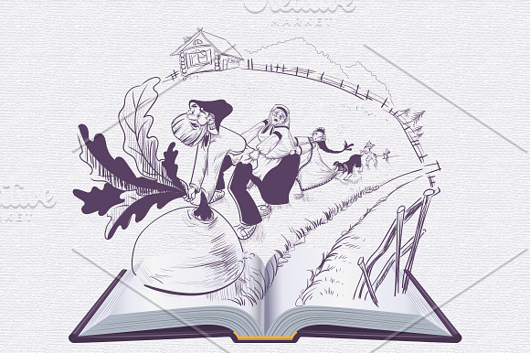Russian folk tales set open book in Illustrations - product preview 3