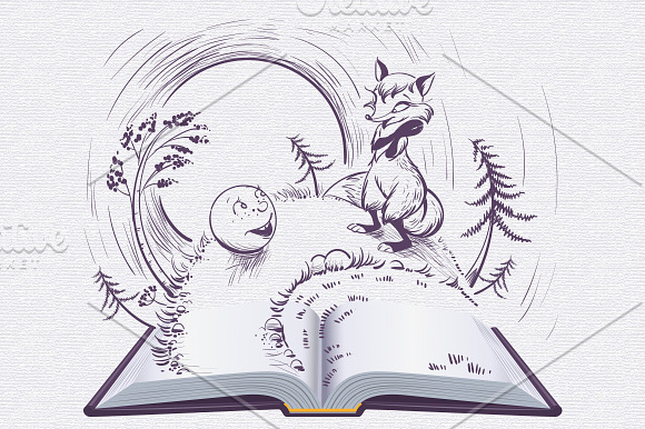 Russian folk tales set open book in Illustrations - product preview 4