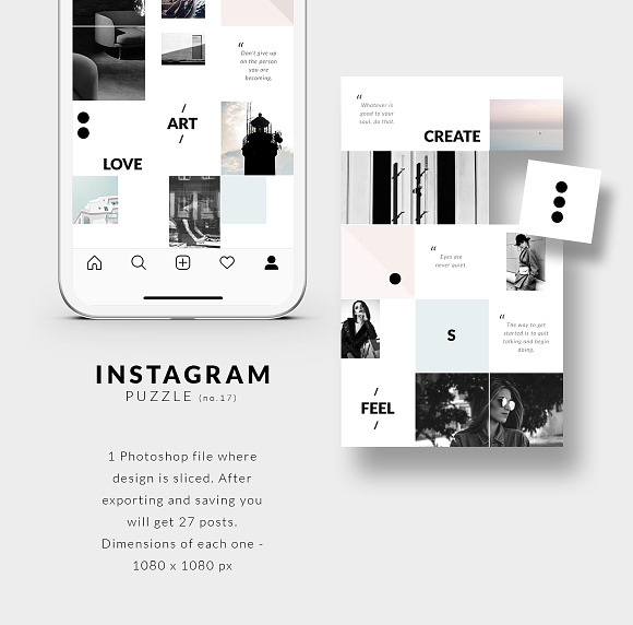Instagram PUZZLE template - Minimal in Instagram Templates - product preview 5