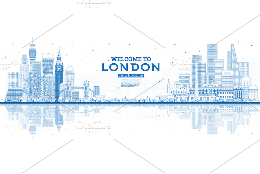 Outline Welcome to London England in Illustrations - product preview 8