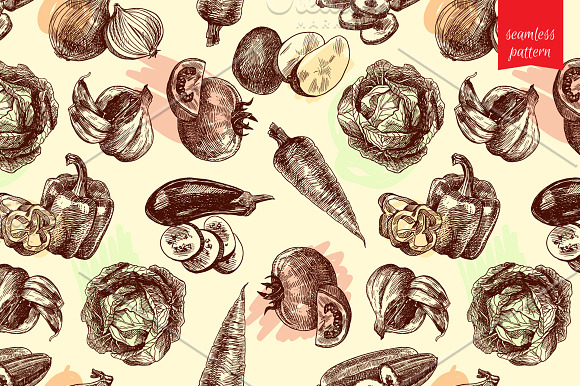 Sketch Vegetables Set in Illustrations - product preview 2