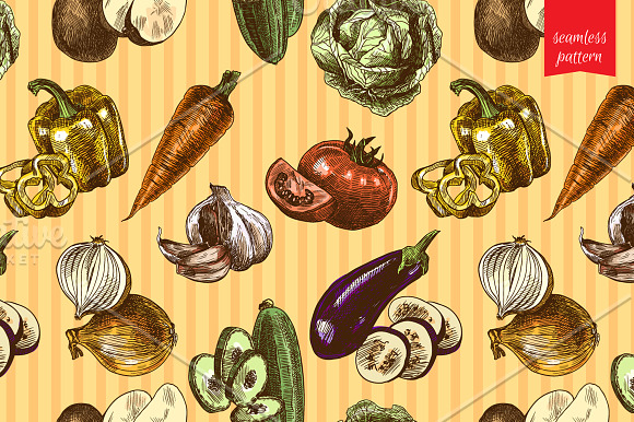 Sketch Vegetables Set in Illustrations - product preview 3