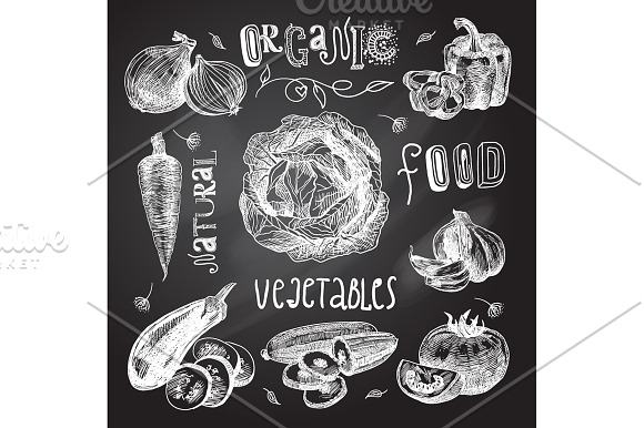 Sketch Vegetables Set in Illustrations - product preview 5