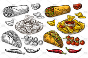 Mexican food taco burrito nachos