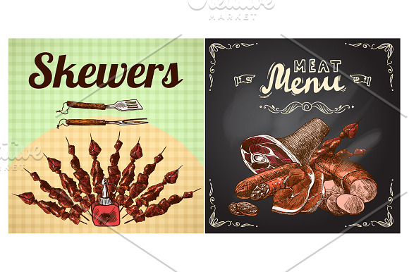 Meat Sketch Set in Illustrations - product preview 5