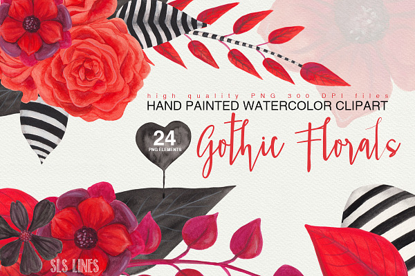 Gothic Florals and Hearts