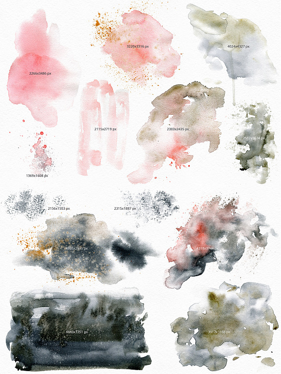 Black Sand. Watercolor texture pack. in Textures - product preview 4