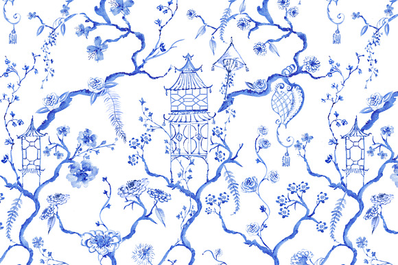 Chinoiserie "Little Pagoda" Pattern in Patterns - product preview 1