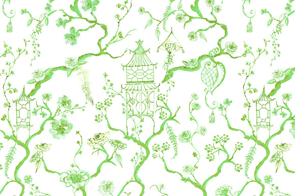 Chinoiserie "Little Pagoda" Pattern in Patterns - product preview 3