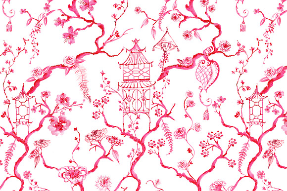 Chinoiserie "Little Pagoda" Pattern in Patterns - product preview 4