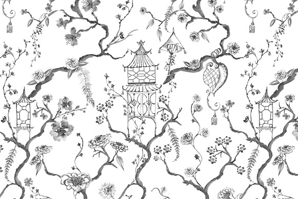 Chinoiserie "Little Pagoda" Pattern in Patterns - product preview 5