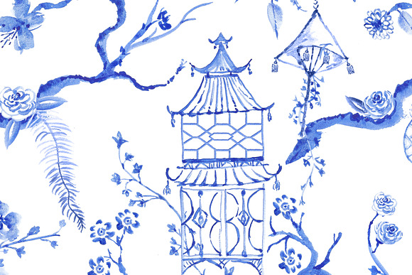 Chinoiserie "Little Pagoda" Pattern in Patterns - product preview 6