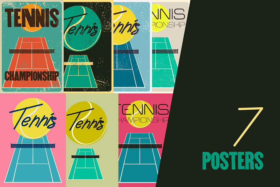 Set of tennis vintage posters.