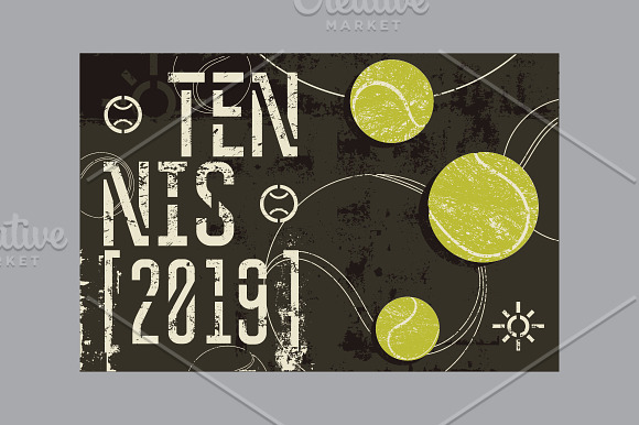 Tennis 2019 vintage grunge posters. in Illustrations - product preview 1