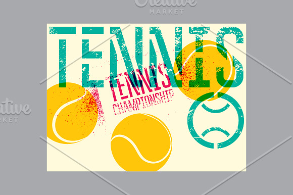 Tennis 2019 vintage grunge posters. in Illustrations - product preview 3