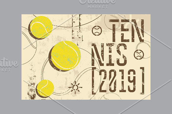 Tennis 2019 vintage grunge posters. in Illustrations - product preview 5