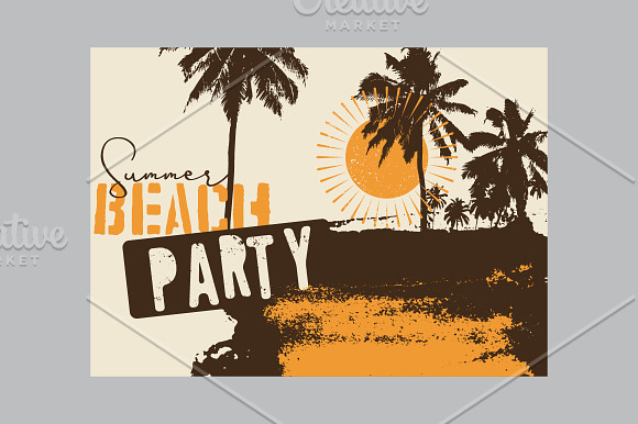 Summer Beach Party vintage posters. in Illustrations - product preview 1