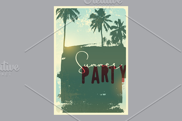 Summer Beach Party vintage posters. in Illustrations - product preview 1