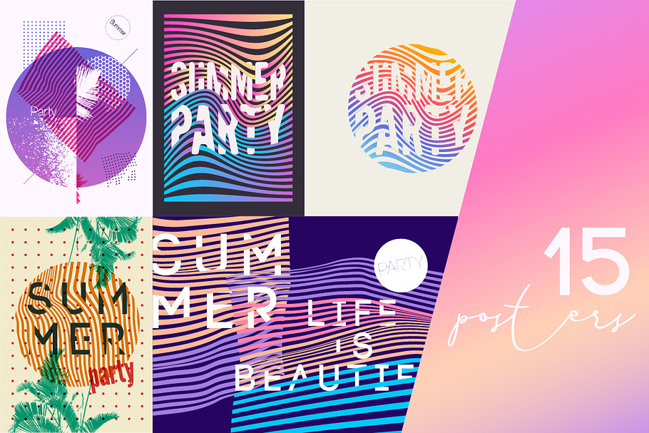 Summer Party geometrical posters. in Illustrations - product preview 8