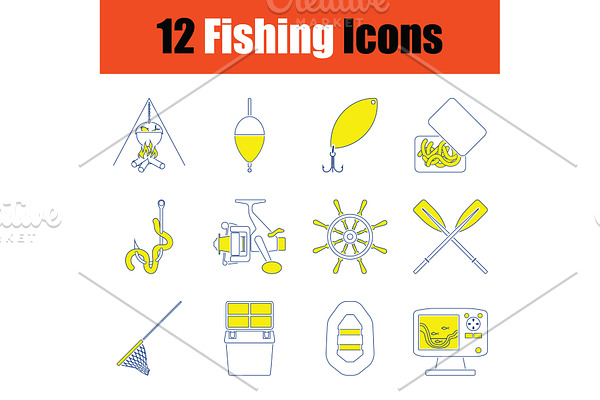 Fishing icon set