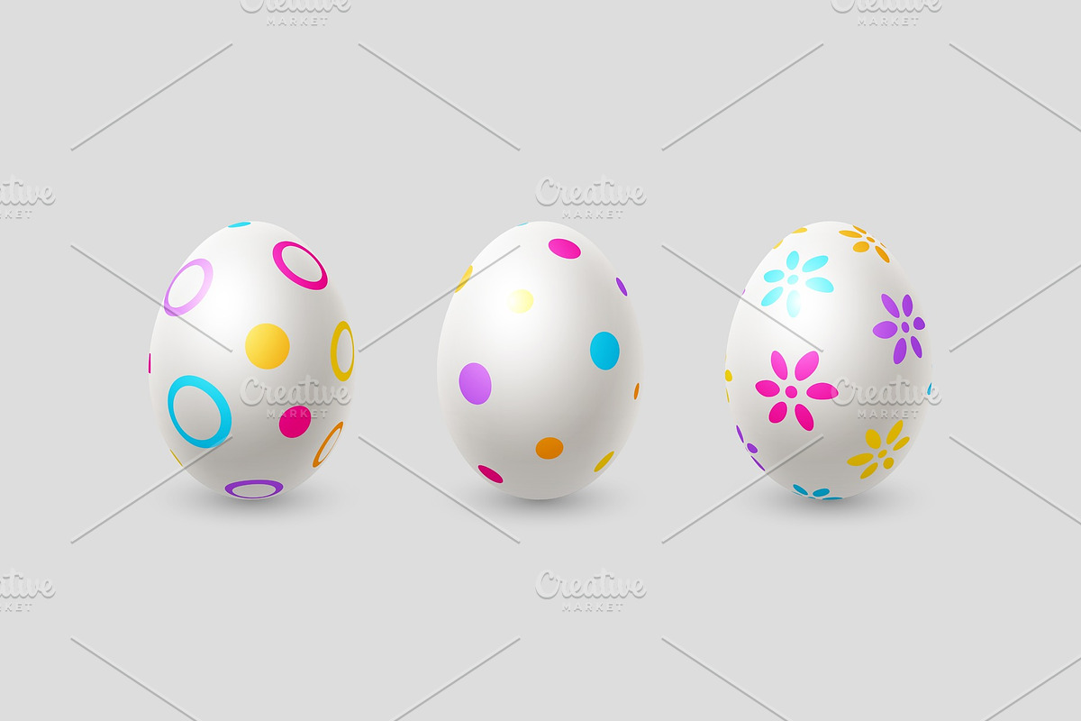 Vector Easter eggs in realistic 3d in Objects - product preview 8