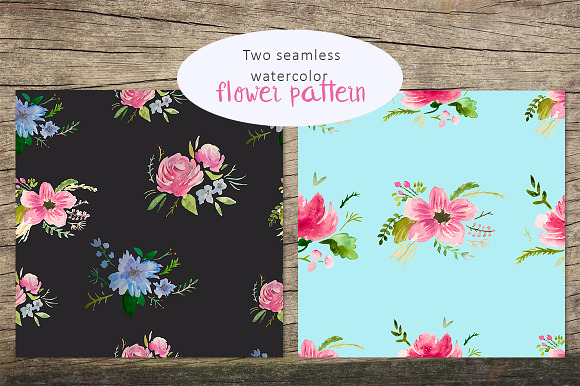 Watercolor flower set, hand-painted in Patterns - product preview 1