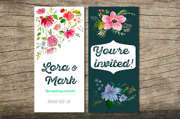 Watercolor flower set, hand-painted in Patterns - product preview 4