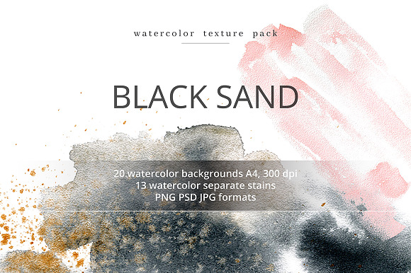 Black Sand. Watercolor texture pack. in Textures - product preview 8