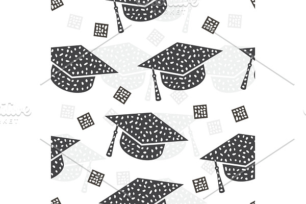 Seamless pattern with graduation cap