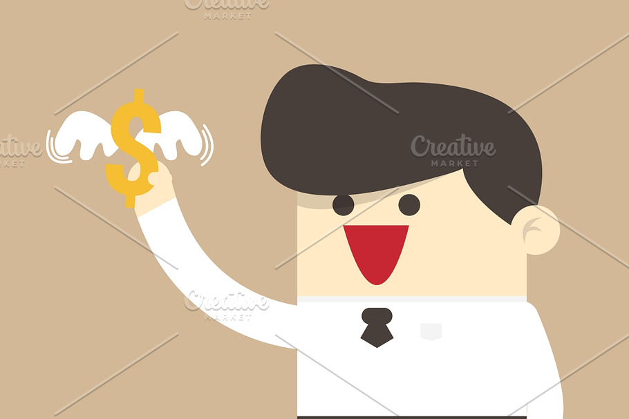 Businessman hunting flying money. in Illustrations - product preview 8