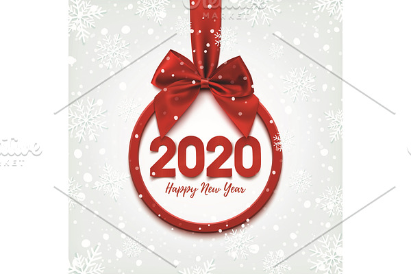 Happy New Year 2020 round banner.