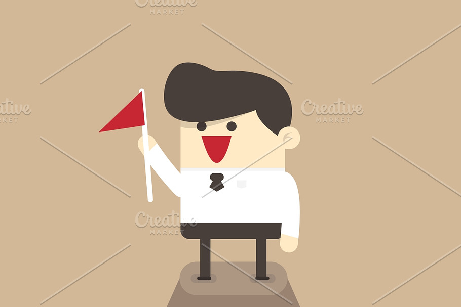 Businessman stand on high mountain