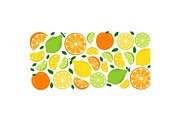Cute Citrus Fruits Lemon, Lime and