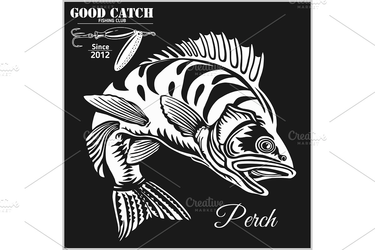 Fishing logo. Bass fish club emblem in Illustrations - product preview 8