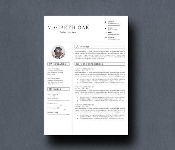 Creative Resume Template 3 Pages in Letter Templates - product preview 1