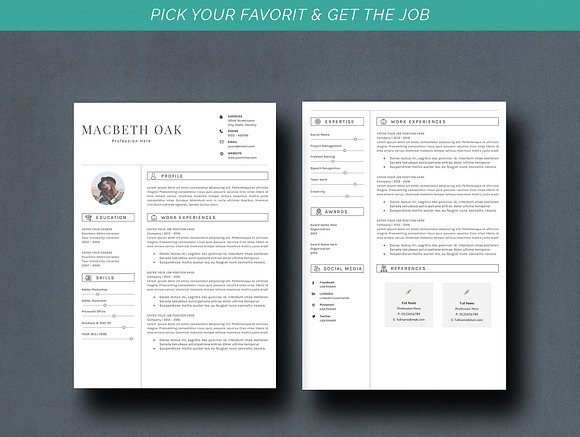 Creative Resume Template 3 Pages in Letter Templates - product preview 3