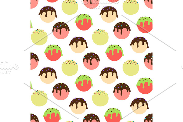 Ice cream balls seamless pattern