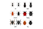 Crawling insects vector set - ant