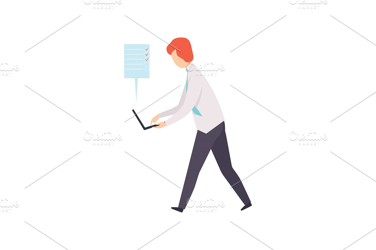 Businessman working on his laptop in Illustrations - product preview 8