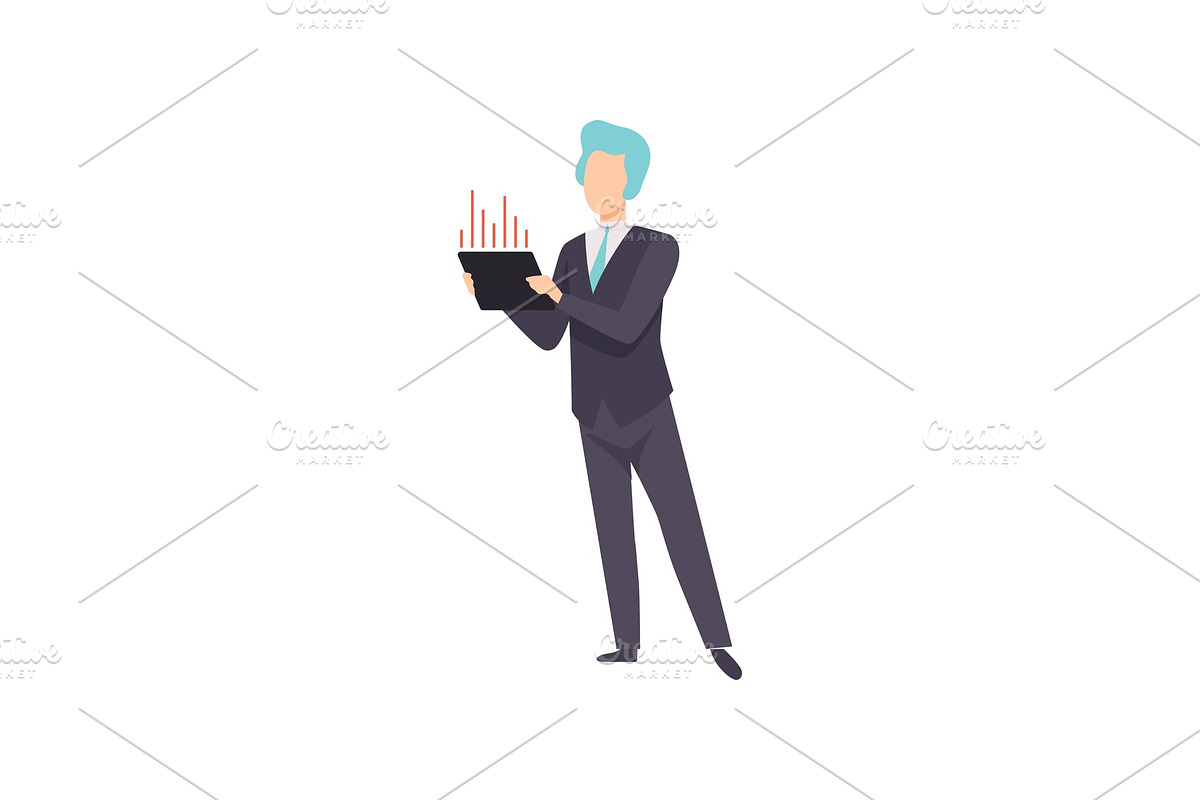 Businessman looking at report on in Illustrations - product preview 8