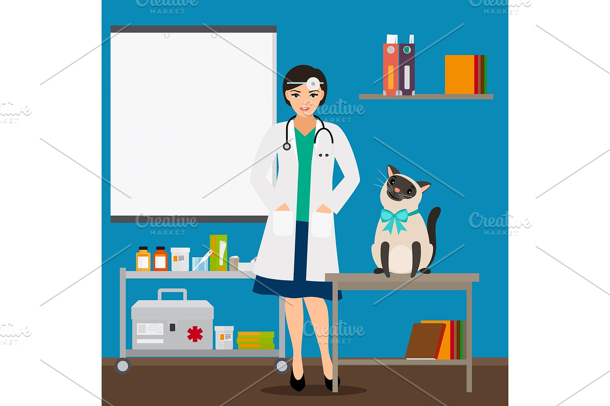 Veterinarian and cat in doctor in Graphics - product preview 8