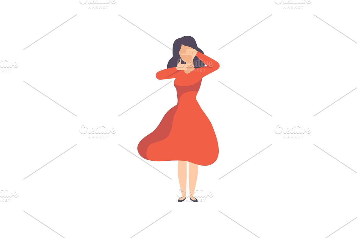 Young brunette woman making frame in Illustrations - product preview 8
