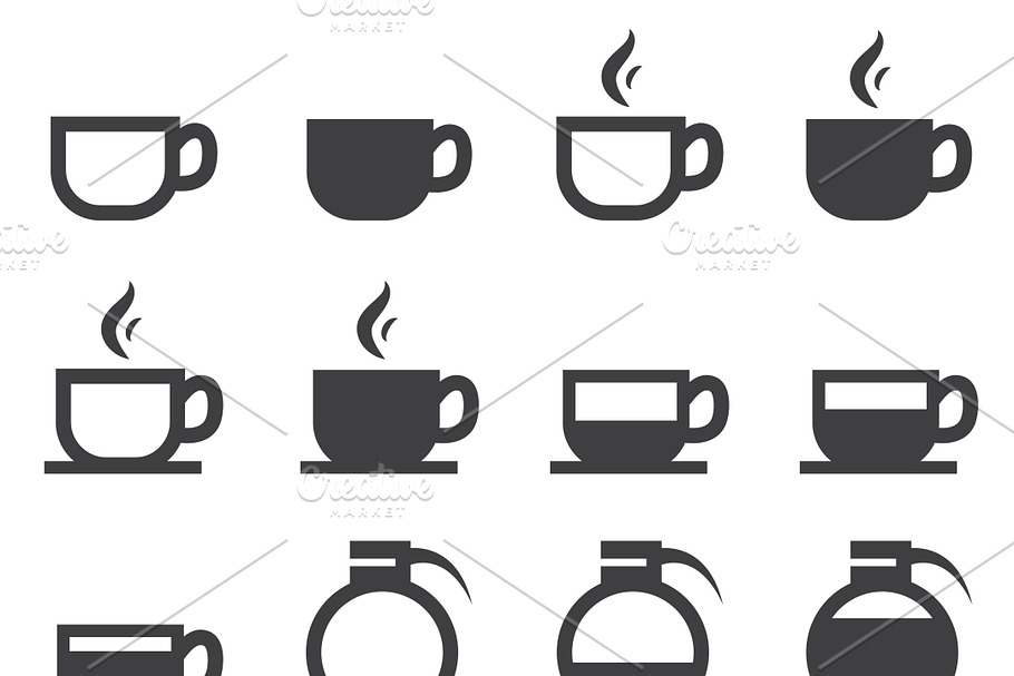 Coffee icons with white background