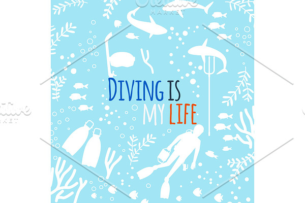 Diving is my life vector background