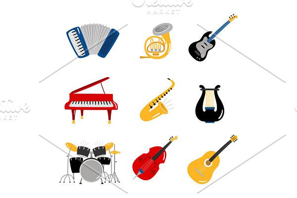 Popular music instruments vector