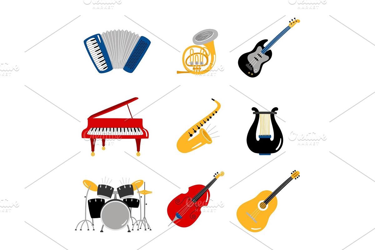 Popular music instruments vector in Graphics - product preview 8