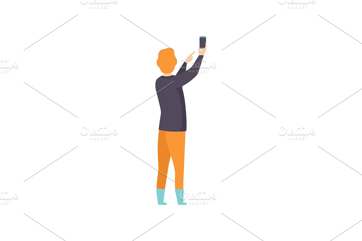 Young man taking photo using in Illustrations - product preview 8