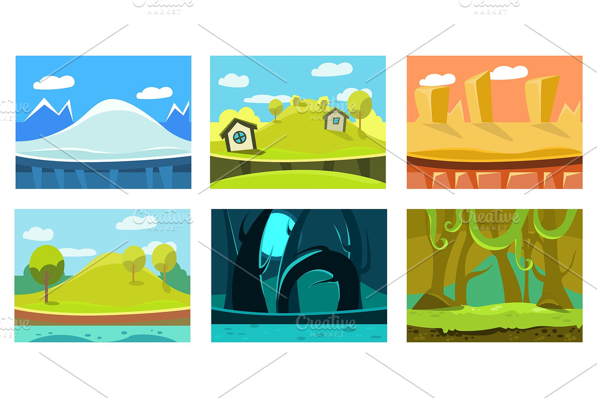 Flat vectoe set of 6 backgrounds in Illustrations - product preview 8