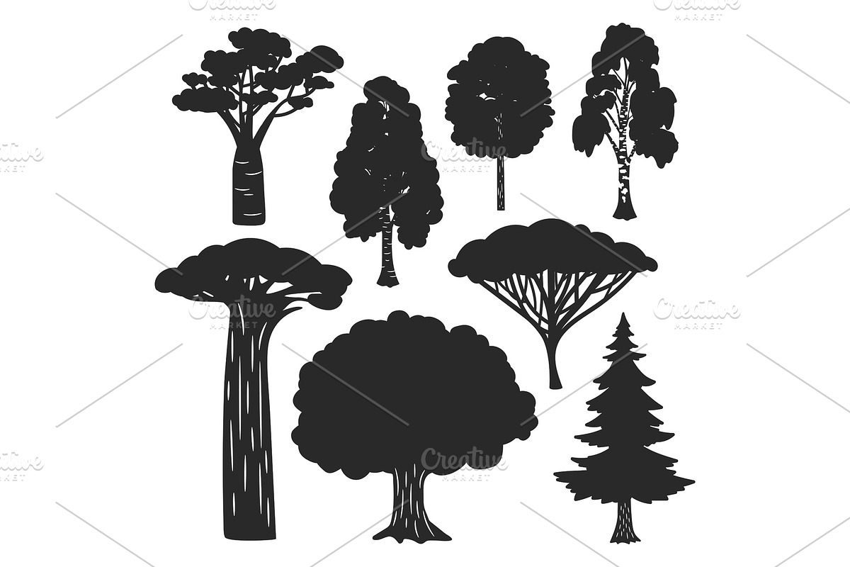 Vector trees forest black in Graphics - product preview 8