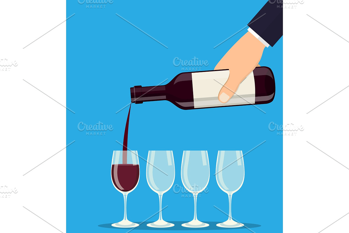 Pouring out red wine from a bottle in Illustrations - product preview 8
